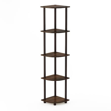 Furinno Turn-N-Tube 5 Tier Corner Display Rack Shelving Unit, Walnut & Brown - 57.7 x 11.6 x 11.6 in. 99811WN/BR